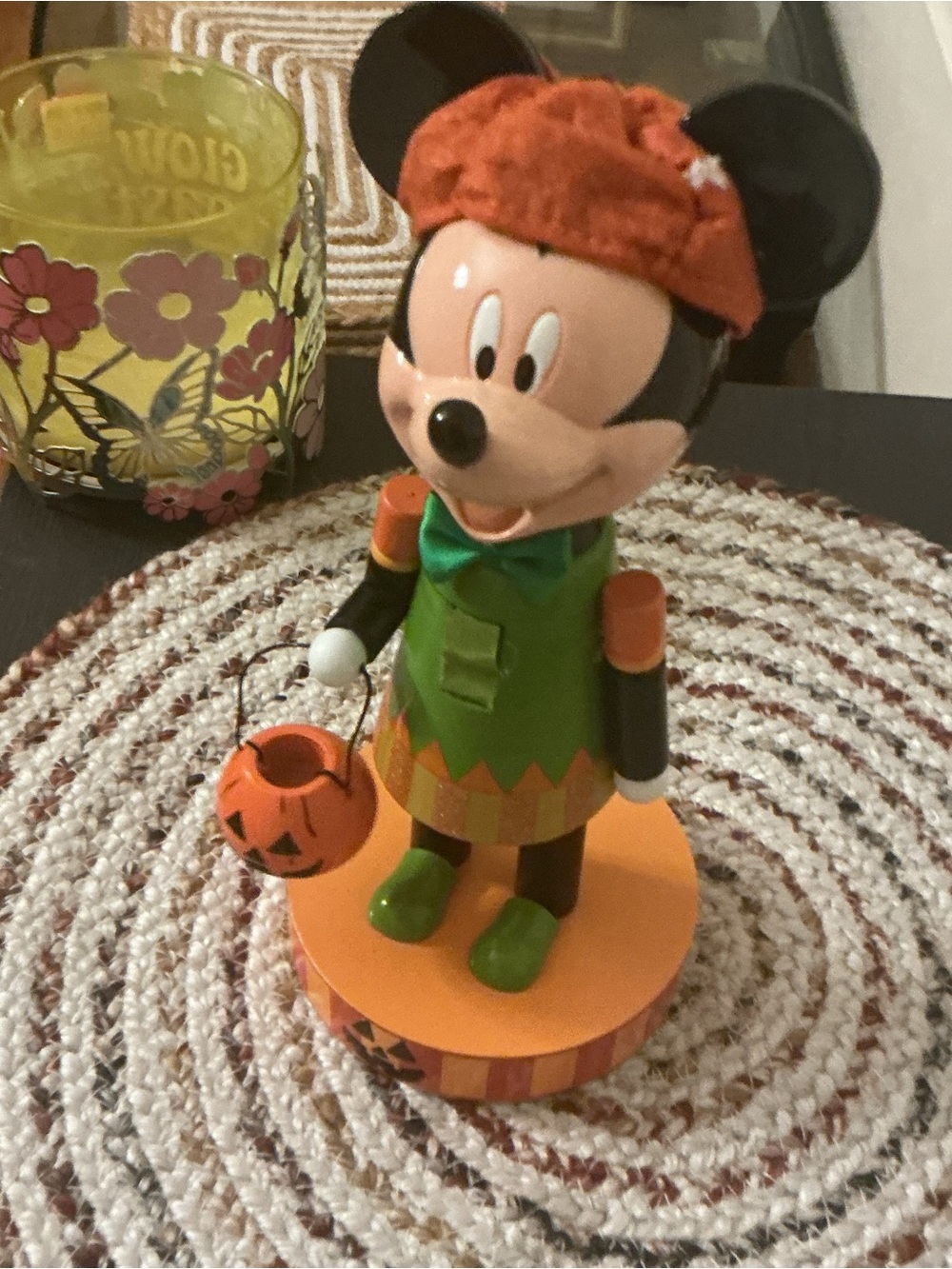 Mickey Mouse Halloween Figurine Candy Bucket nutcracker - Orange & Green